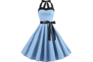 IWEMEK Robe Vintage Années 50 Femme Retro Rockabilly Pin Up Élégante Robes sans Manche Dos Nu Décolleté en Cœur Polka Dot Trapèze Mariage Cocktail Soirée Fête Cérémonie Décontractée au Genou Midi S-XXL