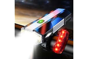 ‎IPSXP LED Fahrrad Licht,USB Aufladbar Fahrradlicht Set, Fahrradlampe-Laufzeit 12+ Stunden, Hohe Helligkeit und Powerbank-Funktion, Mehrere Modi,Wasserdicht IPX6,Geeignet für alle Arten von Fahrrädern