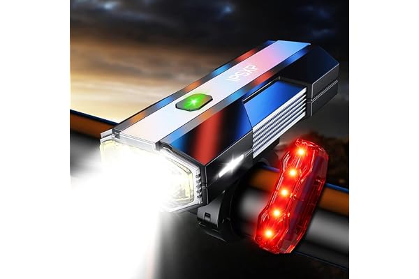 IPSXP Lumiere Velo, 14+ Heures Temps d'endurance & IPX5/6 Étanchéité, Power Bank Function, Chargement USB Eclairage Velo Avant et Arriere, 5 Modes, Convient à Tous Les Types de vélos