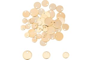 UNICRAFTALE Ciondoli Tondi Piatti Dorati 304 ciondoli in Acciaio Inossidabile Timbratura Etichetta Ciondoli con Foro Piccolo per Creazione di Gioielli