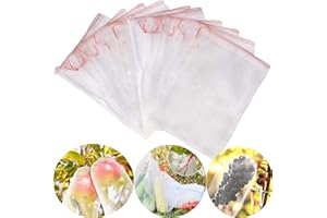 AMZMUKAUP 50 Stück Obst Schutzbeutel mit Kordelzug, Insekten Mückennetz Absperrbeutel Trauben-Schutzbeutel Garten Netz Beutel Organzabeutel zum Schutz von Pflanzen Frucht Blumen Gemüse, 20x30cm