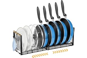 RDDAIPE Rangement Couvercle Casserole, Range Couvercle Casserole avec 10 Compartiments Réglables, Rangement Poele et Casserole Placard, Range Poele et Casserole, Rangement Casserole Tiroir Cuisine