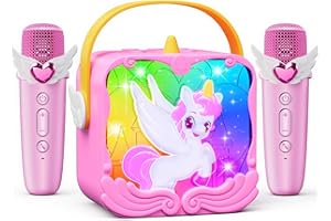 KIDLUNA Christmas Xmas Gift Girls Toys Age 3-10,Unicorn Karaoke Machine 2 Microphones with LED Light Unicorn Gifts for Girls Birthday Presents Toddler Kids Toys for 3-10 Years Old Girls Gifts Kids Microphone