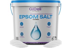 GiDeli Epsomsalt 20 kg i Hink - Rent Magnesiumsulfat, Farmakvalitet | Bittersalt för fotbad och fullbad, muskelavslappning, heptahydrat, för kroppsvård, peeling och trädgård, oparfymerad