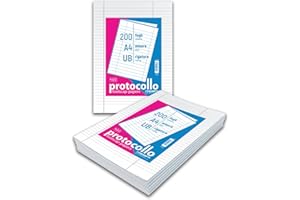 Blasetti Risme Foglio Protocollo - Pacchetto da 200 fogli formato A4, per compiti in classe scuola media e superiore, per studi notarili o avvocati, Carta da 60gr - Rigatura UB (Uso Bollo)