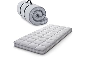Jamdok Single Roll Up Floor Mattress,Memory Foam Mattress Topper for Folding Camping Bed,Machine Washable Cover,Sleeping Pad,Portable(190X75X10cm)