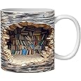 PAKMEZ 3D Bookshelf Mug，A Library Shelf Cup，Book Lovers Coffee Mug，Creative Space Design Multi-Purpose Mugs，3D White Mugs (#B)