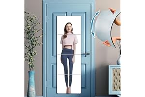 DONGDA Acryl Klebespiegel Lang, Groß Ganzkörperspiegel Selbstklebend, Wandspiegel Lang Spiegelfliesen Selbstklebend Türspiegel für Wohnzimmer Schlafzimmer Schrank (25cmx25cm, 4 Stück)