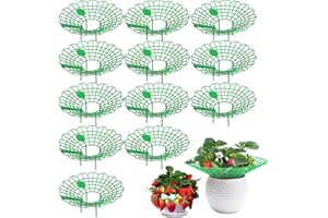 Lsydgn Erdbeerstützen Ständer 12 Stück,Erdbeeren Pflanzen Ständer,Erdbeer Reifer Klein,Balkon Erdbeernetze Pflanzenunterstützung für Erdbeeren Schutz,Grün