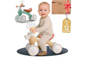 Mallie® Laufrad ab 1 Jahr I Ab 12 bis 24 Monate inkl. Klingel und Korb I Laufräder, Rutschauto Ab 1 Jahr, Schaukelpferd oder Dreirad ab 1 Jahr Ersatz I Balance Bike Kinderspielzeug als Geschenk 1 Jahr