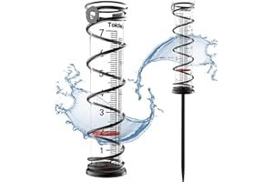 Toiclebor Regenmesser für Außenbereich,Regenmesser aus Glas mit Metallständer, gut ablesbar mit rotem Schwimmer,dekorativ für Garten & Hof, Modell RM-BS7-001