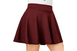 DRESHOW Basic Solid Stretchy Flared Casual Mini Skater Skirt for Women Girls