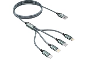 GIANAC Wielofunkcyjny kabel do ładowania, kabel do ładowania 4 w 1 [1,2 m] wiele kabla USB nylonowy pleciony z micro USB typu C złącze kabla Lightning do iPhone'a, Android Galaxy, Huawei, Nexus, Nokia, LG, Sony, PS4-zielony