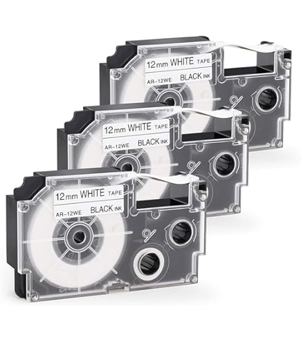 Nastri Per Etichettatrice Casio XR-12X | 2 Cassette Nero Su Trasparente 12mm X 8m | Compatibili KL Serie - Foto 5