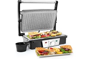 SUPERLEX 1500W Panini Press Toaster Sandwich Maker，Health Grill & Panini Press - Electric Non-Stick Griddle Plates， Automatic Temperature Control Opens 180°