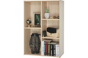 Iris Ohyama Mobile,librerie Larghe 60 cm, Scaffale Angolare da Parete in Legno, 5 Livelli, Marrone Chiaro, Polivalente, Modulare, Aperto, per Soggiorno, Ufficio, Libri, CD, Montaggio Facile, CX-23C