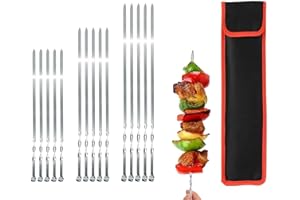 Grillspieße Schaschlikschpieße aus Edelstahl, Extra Breit: 1 cm (20 St, 50 cm) Fleischspieße Schampur Kebab Grillzubehör für Mangal Grillbesteck Grillzubehör, BBQ Spieße, Skewers, Schaschlik, Kebap
