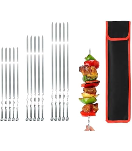 RVS Platte Saté / Sjasliek / Shish Kebab Pennen 12 cm 10 stuks – Vuur & Rook RVS Platte Saté / Sjasliek / Shish Kebab Pennen 12 cm 10 stuks – Vuur & Rook