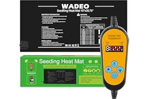 WADEO Heizmatte für Pflanzen 52 x 25 cm, Sämlinge Heizmatte Wärmematte mit Thermostat 5°C bis 45°C, Gewächshaus Wärmematte Wasserdicht, Wärmer Bett Matt für Setzlingskeimung Sämling Germination