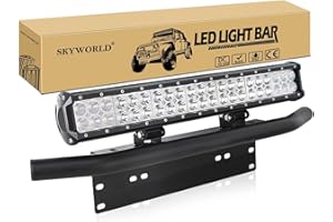 ‎SKYWORLD SKYWORLD LED Arbeitsscheinwerfer Bar 50.8cm 126W Zusatzscheinwerfer 12V 24V Auto Scheinwerfer Offroad Flutlicht Spotlight mit Kennzeichenhalterung für LKW PKW Auto ATV SUV 4x4