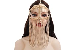 Xuebai Faux Crystal Tassel Masquerade Mask Velo Face Chain Danza del Ventre Gioielli Headband Head Chain Come Mostrato nelle Immagini.