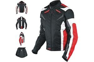 A-pro Señora Mujer Chaqueta cordura Moto manga desmontable Protección Rojo S
