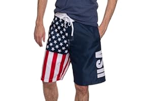 Calhoun Sportswear Men's USA Flag Fourth of July Swim Board Shorts