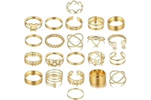 NIKSULTANT 22 PCS Vintage Gold Knuckle Rings Set Adjustable Rings for Women Snake Chain Stacking Ring vintage Gold Knuckle Rings Set Pearl Open Rings Set Adjustable Rings for Women Girls Chunky Rings