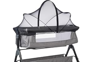 KOOMUAO Liemuao Moustiquaire pour Berceaux, Moustiquaire Infantile Universelle avec Fermeture Éclair, Tente de Lit de Bébé Moustiquaire en Tissu à Mailles Fines pour l'Intérieur de Plein Air (Noir, 55x100cm)