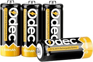 Odec Piles Rechargeables Type N Ni-MH 600mAh 1,2V, Accus LR1/HR1/E90/910A/Lady/UM-5/MN9100 pour Sonnette de Porte, Moulin &agrave; pri&egrave;res, Lampe &agrave; la Poche, Audio Stylo, etc, Lot de 4