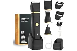 RAXMETRY Afeitadora Corporal Masculina, 3 en 1 Depiladora Corporal Hombre para Barba, Axilas, Pechoy Piernas, Recargable Maquina de Afeitar Hombre, Con Base de Recarga USB, Impermeable IPX7