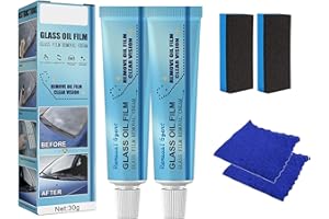 OWSEN Car Glass Oil Film Cleaner | Glass Film Removal Cream Safety and Long-Term Protection with Sponge and Towel | Glass Stripper Water Spot Remover (2pcs)