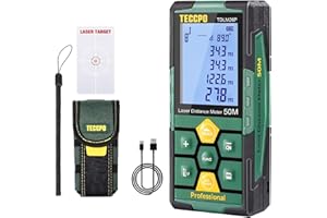 Misuratore Laser 50m,USB Carica Rapida, TECCPO telemetro, Decorazione d'interni, Sensore Angolo Elettronico, 99 dati, Funzione muto, 2,25''LCD retroilluminato, Distanza, Area e Volume, Angolo