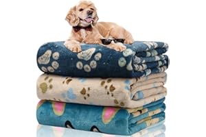Rezutan Dog Blankets Washable, Puppy Blankets, Dog Blankets, Flannel Throws for Dog Cat, kitten blanket, Fleece Dog Blanket for Sofa, Bed, Car Seat, 3 Pack, Navy+Blue+Brown, 106x76cm