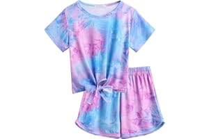 Arshiner Girl's Clothing Set Tie-dye Summer T-shirt with Shorts Kids Casual Outfits Sports Clothe Sets for Girls