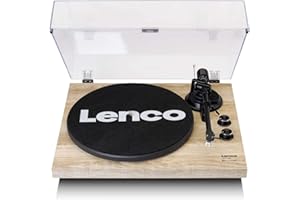 Lenco LBT-188 Tocadiscos Bluetooth® - admite Salidas de RCA y USB - 2 velocidades 33 RPM y 45 RPM - preamplificador - carcasa de MDF - transmisión por correa - madera natural