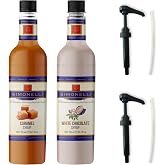 SIMONELLI CHOCOLATE Kahve ve Kokteyl Şurubu Karamel Aromalı + Beyaz &Ccedil;ikolata Aromalı 70 Cl + 2 Adet Pompa
