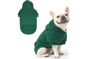 KOOLTAIL Basic Dog Hoodie - Soft & Warm Sweater With Leash Hole and Pocket, Winter Coat, Cold Weather Clothes for Small Medium Large Dogs Puppy Cat Boys Girls - Deep Green L