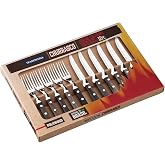 TRAMONTINA - Churrasco Cutlery Set for Meat and Pizza, in Stainless Steel and Polywood Handles in Chestnut, Utensils with Riv