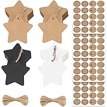150 Stück Stern Geschenkanhänger Kraftpapier - Weihnachtsetiketten Mit Schnur