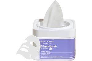 Mary&May Collagen Peptide Vital Mask 30ea | niskocząsteczkowy kolagen, peptydowa maska liściowa, koreańska pielęgnacja skóry, maseczka z liści, nawilżająca, zielona EWG