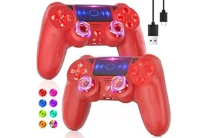 TURPOW Wireless Controller für PS-4 2er Pack Gamepad Fernbedienung mit Dual Motor-Vibration/6-Achsen-Sensor/Turbo/3,5 mm-Audio/Touchpad für P-s4/Pro/Slim/PC (RGB)