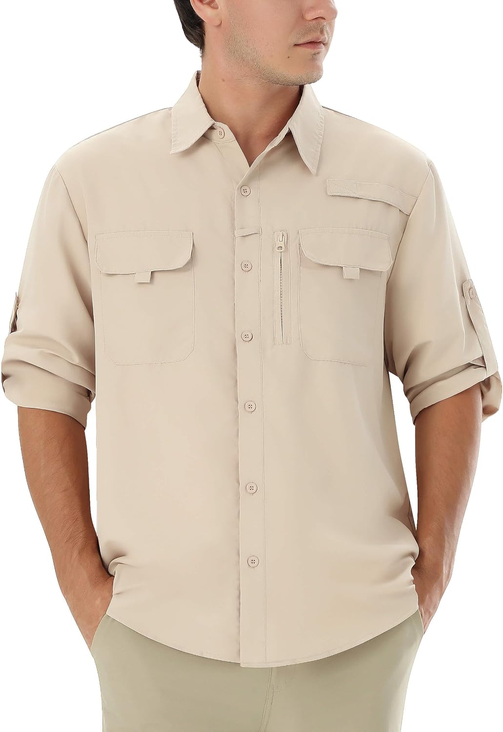 Autsel Camisa Hombre Casual Outdoor para Pesca y Senderismo, Camisa de Protección Solar UPF 50+ con Secado Rápido, Camisa Técnica Transpirable de Manga Larga para Viaje