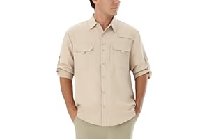 Autsel Camisa Hombre Casual Outdoor para Pesca y Senderismo, Camisa de Protección Solar UPF 50+ con Secado Rápido, Camisa Técnica Transpirable de Manga Larga para Viaje