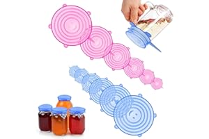 KOUHA Coperchi in Silicone Estensibile Coperchi Elastici in Silicone 12 Pezzi Coperchio Silicone Estensibile Coperchi Riutilizzabili Elastici per Vari Contenitori,Piatti,Scodelle,Tazza