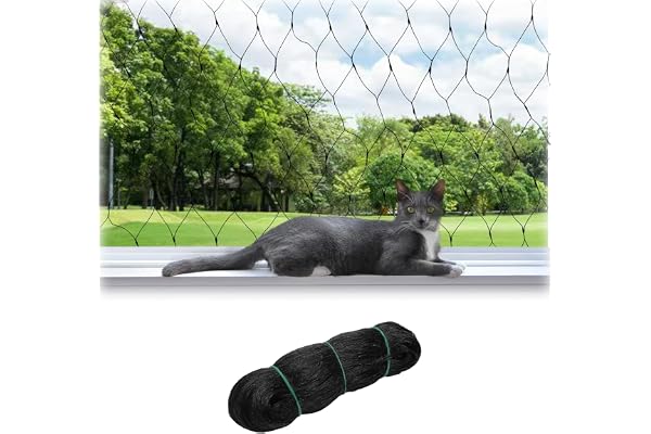 4 x 10 m Kattnät för balkong utan borrning, balkongnät med 100 kabelbinder, duvnät, balkongnät för kattskydd, kattnät för bal