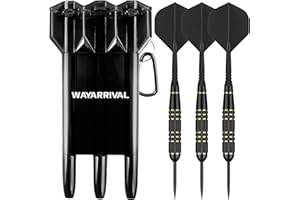 WayArrival Professional Steel Tip Darts Set - 23g Tungsten Brass Darts with Carrying Dart Case & Sharpener | One-Integrated Dart Flight and Shafts Design | for Beginners and League Players