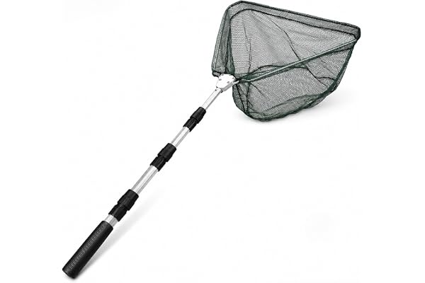 Fiskhåv, 130 cm teleskopfiskehåv, 4-delad vikbar håv med halkfritt handtag, bottenhåv, fisknät för damm- och karpfiske, utomhusfisketillbehör