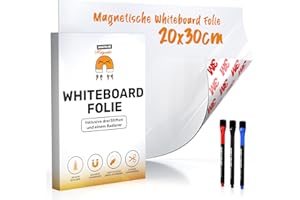 ‎JAWAONLINE Whiteboard Folie 20x30cm - 3M Magnetfolie selbstklebend - Magnetische Tafelfolie abwischbar - Praktische Ferrofolie Weiß - Whiteboardfolie inkl. 3 Marker mit Schwamm