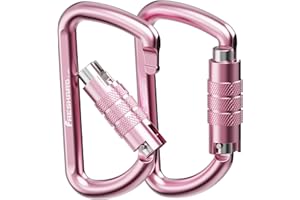 FresKaro Nuevo 2pcs Giro Cierre Mosquetón Clips, Clasificación de Peso 1224kg, Mosquetones de Aluminio Auto-Lock, para Las Hamacas, Columpio de Yoga, Cámping, Llavero, Perros Seguros